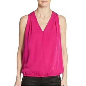 Joie Naya Cross-Front Silk Blouse in Fuchsia | Size XS